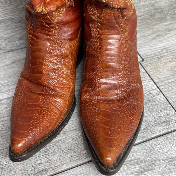 Cuadra Ostrich Leather Cowboy Western Boots Mens Brown Sz 9 Mex 28. - Picture 2 of 14